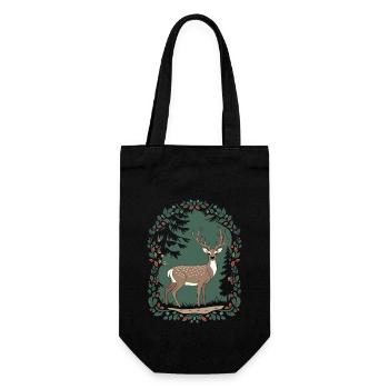 Magical deer scene in cottage core style - Gift Bag for Bottles - black - Front