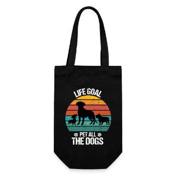 Hund Hunde Hundeliebhaber Hundebesitzer Retro Wau - Geschenkbeutel für Flaschen - Schwarz - Vorne