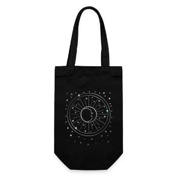 Moon - Stars - Planets - Starry Sky - Galaxy - Gift Bag for Bottles - black - Front