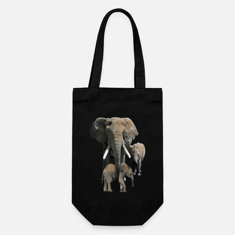 Elephant mom with babies as a drawing - Gift Bag for Bottles - black