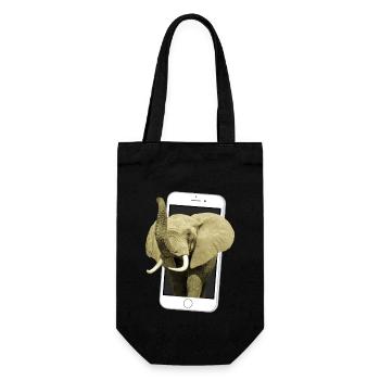 Smartphone mit Elefant - Elefant in Afrika - Geschenkbeutel für Flaschen - Schwarz - Vorne