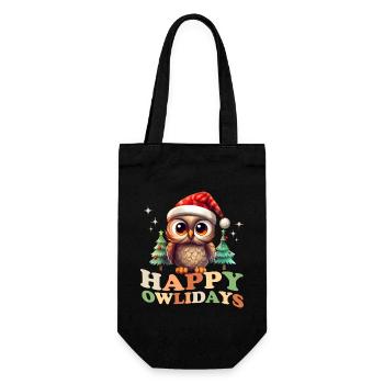 Happy Owlidays Owl Christmas - Gift Bag for Bottles - black - Front