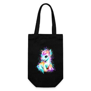 Einhorn Graffiti Bunt - Geschenkbeutel für Flaschen - Schwarz - Vorne