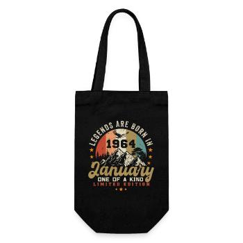 Januar Jahrgang 1964 - 60.Geburtstag Geschenk - Geschenkbeutel für Flaschen - Schwarz - Vorne