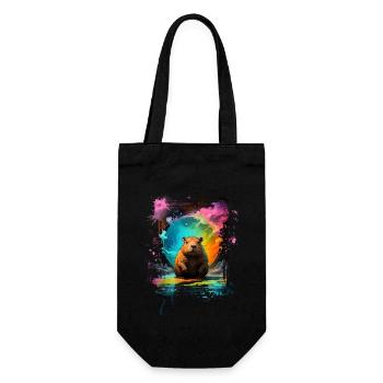 Capybara - Geschenkbeutel für Flaschen - Schwarz - Vorne