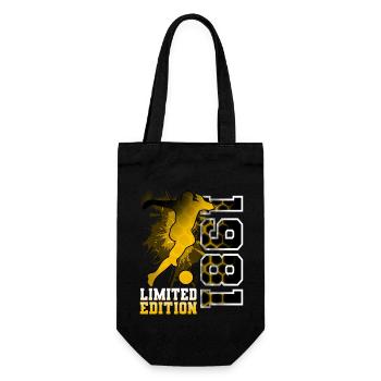 1981 Year of birth Birthday Football - Gift Bag for Bottles - black - Front