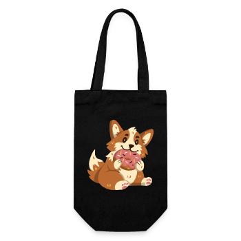 Corgi mit Donut - Geschenkbeutel für Flaschen - Schwarz - Vorne