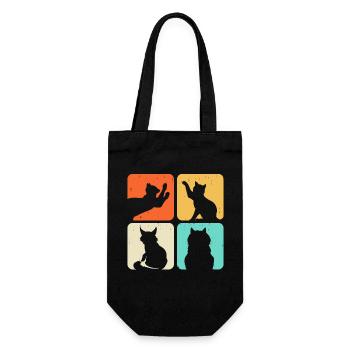 Cat Motif - Gift Bag for Bottles - black - Front