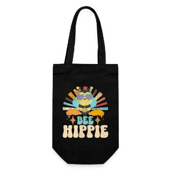Bee Hippie Biene Peace - Gift Bag for Bottles - black - Front