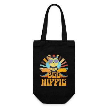 Bee Hippie Biene Peace - Gift Bag for Bottles - black - Front