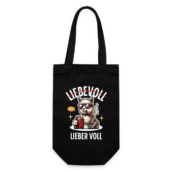 Liebevoll Lieber Voll Alpaka Bier Saufen - Geschenkbeutel für Flaschen - Schwarz - Vorne