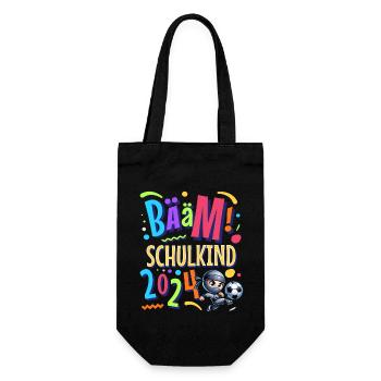 Bääm Schulkind 2024 Ninja Fußball - Geschenkbeutel für Flaschen - Schwarz - Vorne