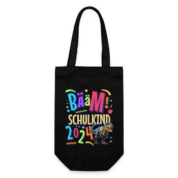 Bääm Schulkind 2024 T Rex - Geschenkbeutel für Flaschen - Schwarz - Vorne