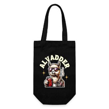 Alvadder Alpaka Papa Vater Vatertag - Geschenkbeutel für Flaschen - Schwarz - Vorne