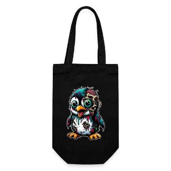 Pinguin Zombie Monster Halloween - Geschenkbeutel für Flaschen - Schwarz - Vorne