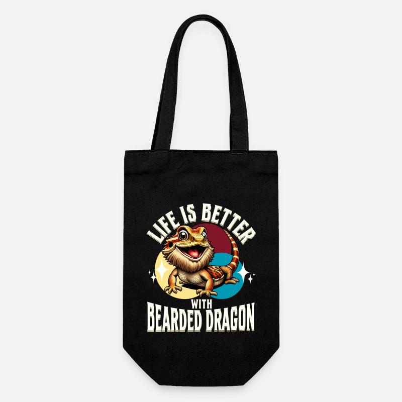 Bartagame Bartagamen Bearded Dragon - Geschenkbeutel für Flaschen - Schwarz