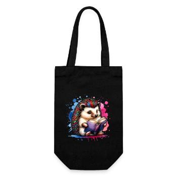 Hedgehogs Reading Books Book - Gift Bag for Bottles - black - Front