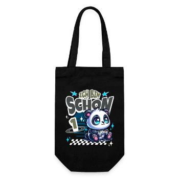 Gaming Panda 1. Geburtstag Kindergeburtstag - Geschenkbeutel für Flaschen - Schwarz - Vorne