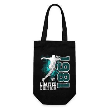 1981 Born Football Limited Edition Birthday - Gift Bag for Bottles - black - Front