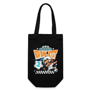 Fußball 2. Geburtstag Bääm Ich Bin Jetzt 2 - Geschenkbeutel für Flaschen - Schwarz - Vorne