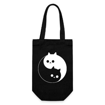 Cute Yin and Yang with Cats - Gift Bag for Bottles - black - Front