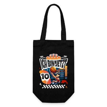 Basketball Bääm Ich Bin Jetzt 10. Geburtstag - Geschenkbeutel für Flaschen - Schwarz - Vorne