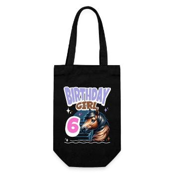 Cheval 6ème Anniversaire Fille Enfants - Sac à bouteille - noir - Devant