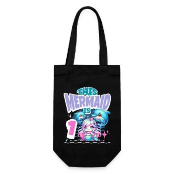 Mermaid 1st Birthday Girl Kids - Gift Bag for Bottles - black - Front