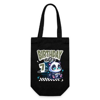 7th Birthday Children's Birthday Gaming Panda - Gift Bag for Bottles - black - Front