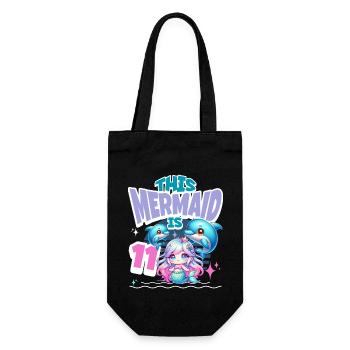 Mermaid 11th Birthday Girl Kids - Gift Bag for Bottles - black - Front