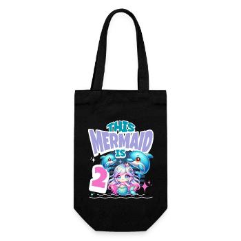 Mermaid 2nd Birthday Girl Kids - Gift Bag for Bottles - black - Front