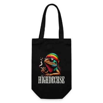 Highdechse Echsen Leguan Reptilien - Geschenkbeutel für Flaschen - Schwarz - Vorne