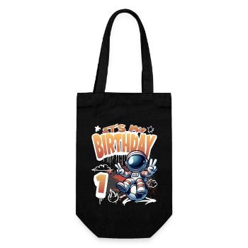 Football Astronaut 1st Birthday - Gift Bag for Bottles - black - Front