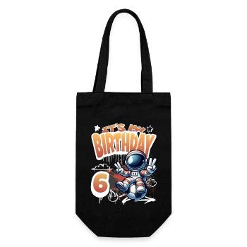 Soccer Astronaut 6th Birthday - Gift Bag for Bottles - black - Front