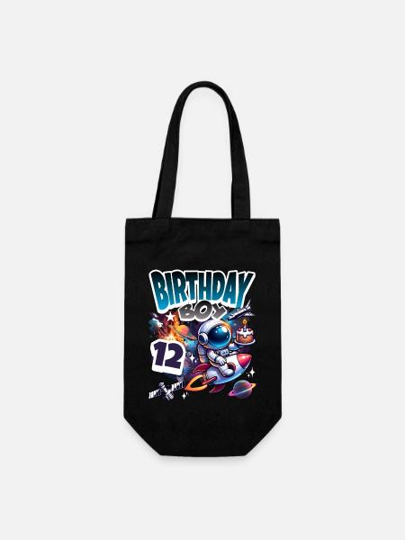 Astronaut 12. Geburtstag Weltall - Geschenkbeutel für Flaschen - Schwarz