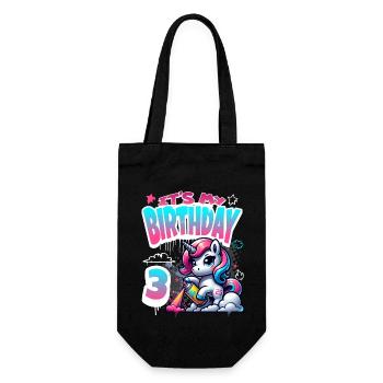 3. Geburtstag Einhorn Graffiti Mädchen - Geschenkbeutel für Flaschen - Schwarz - Vorne