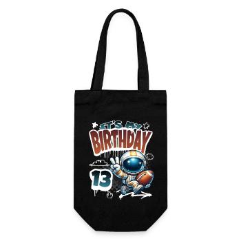 Astronaut 13th Birthday Football - Gift Bag for Bottles - black - Front