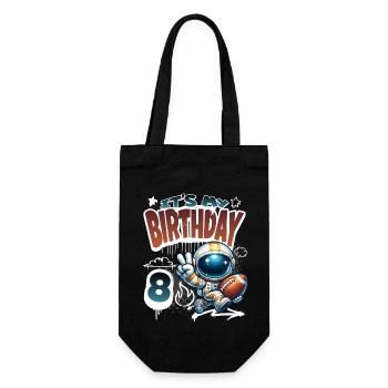 Astronaut 8th Birthday Football - Gift Bag for Bottles - black - Front