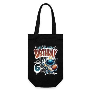 Astronaut 6th Birthday Football - Gift Bag for Bottles - black - Front