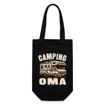 Camping Oma - Geschenkbeutel für Flaschen - Schwarz - Vorne