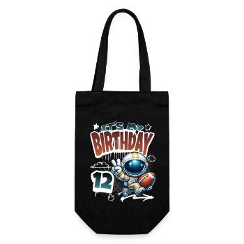 Astronaut 12th Birthday Football - Gift Bag for Bottles - black - Front
