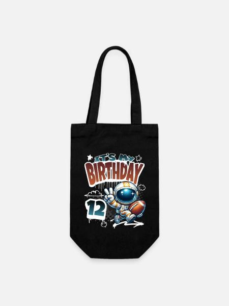 Astronaut 12. Geburtstag Football - Geschenkbeutel für Flaschen - Schwarz