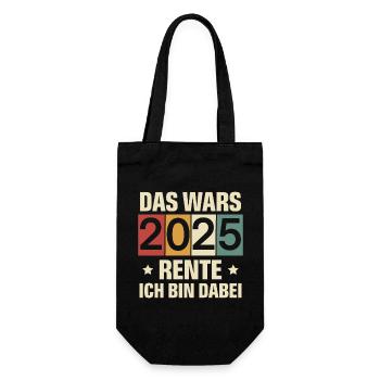Rentner 2025 - Geschenkbeutel für Flaschen - Schwarz - Vorne