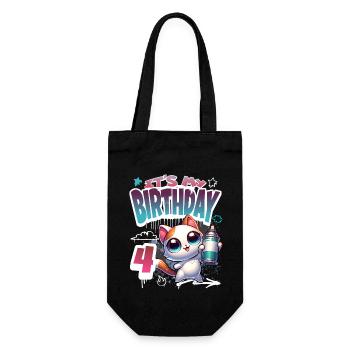 4th Birthday Cat Graffiti - Gift Bag for Bottles - black - Front