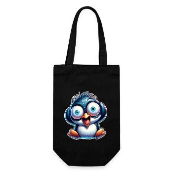 Pinguin Crazy - Geschenkbeutel für Flaschen - Schwarz - Vorne