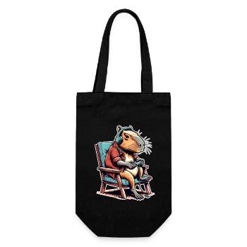 Capybara Gaming Nerd - Geschenkbeutel für Flaschen - Schwarz - Vorne