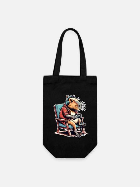 Capybara Gaming Nerd - Geschenkbeutel für Flaschen - Schwarz