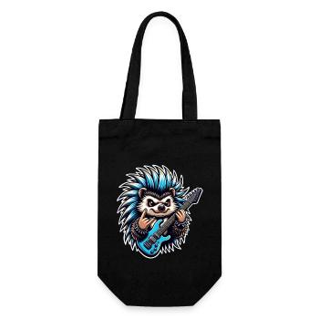Igel Rock and Roll Gitarrist - Geschenkbeutel für Flaschen - Schwarz - Vorne