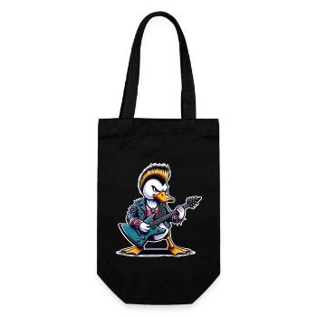 Ente Rock and Roll Gitarrist - Geschenkbeutel für Flaschen - Schwarz - Vorne