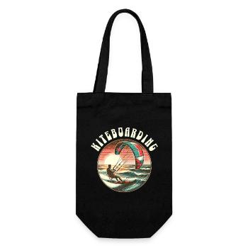 Kitesurfen Kitesurfer Kiteboard - Geschenkbeutel für Flaschen - Schwarz - Vorne